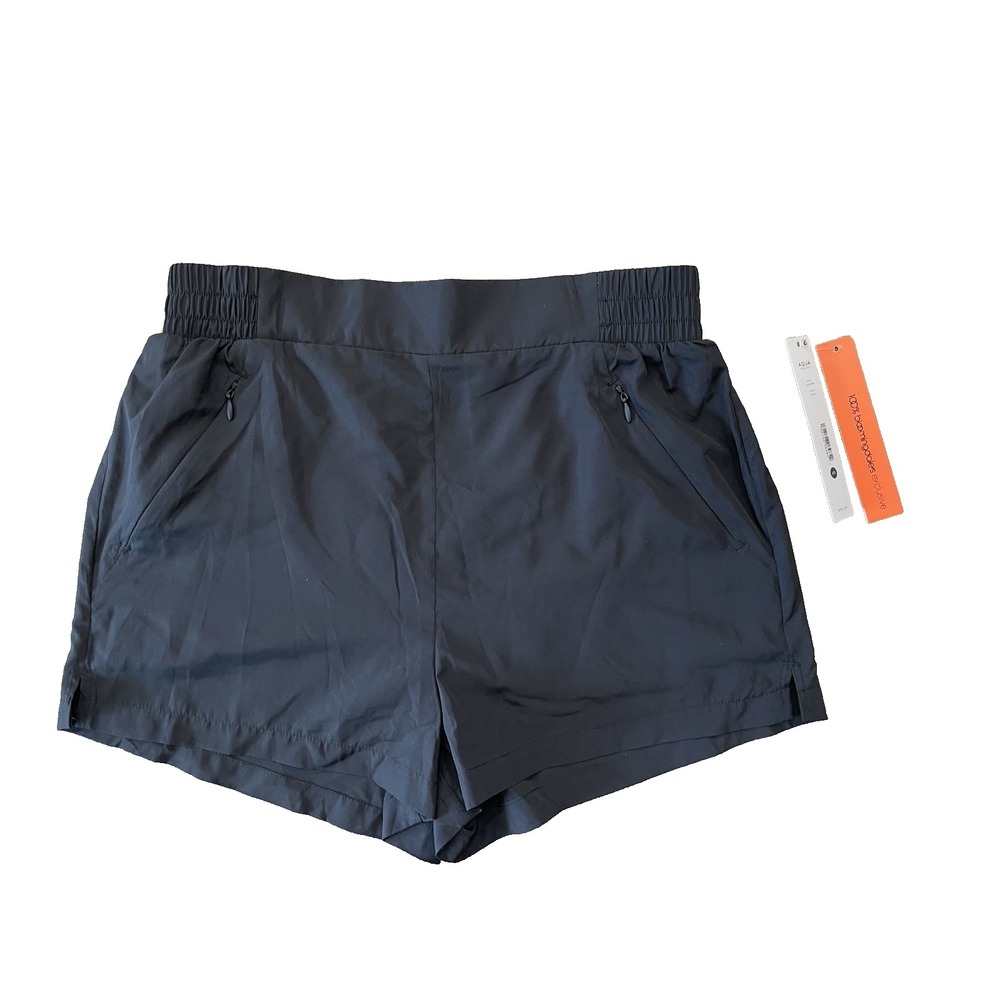 NWT Aqua Athletics Women's Black Sz XS Panty Lined Windbreaker Shorts New